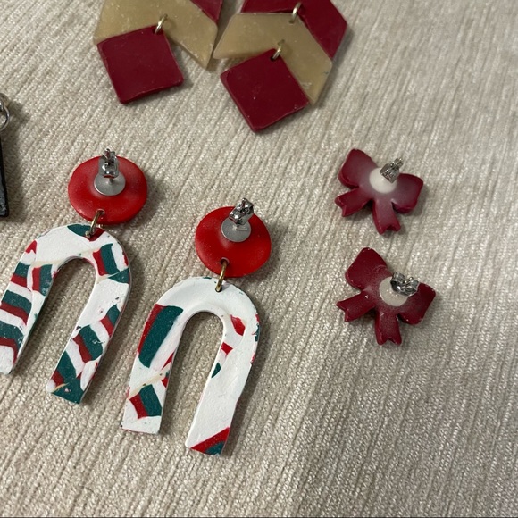 Set of 4 Handmade Polymer Clay Earring Set
Holiday/ Christmas Theme - Red - Picture 2 of 6